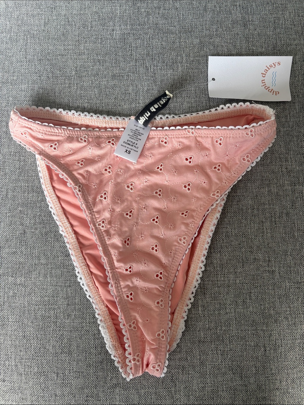 Dippin' Daisy's Pink Eyelet Bikini Bottoms with Scallop Trim